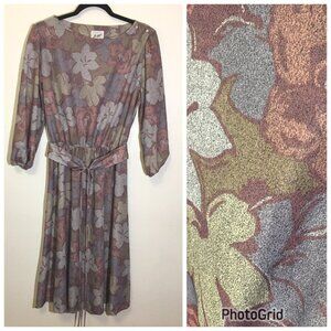 Vintage 70s 80s Muted Floral Dress Fall Autumnal Boho Secretary BEAUTIFUL (9)